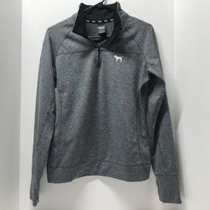 PINK Victoria's Secret Heather Gray & Black 1/4 Zip Pullover